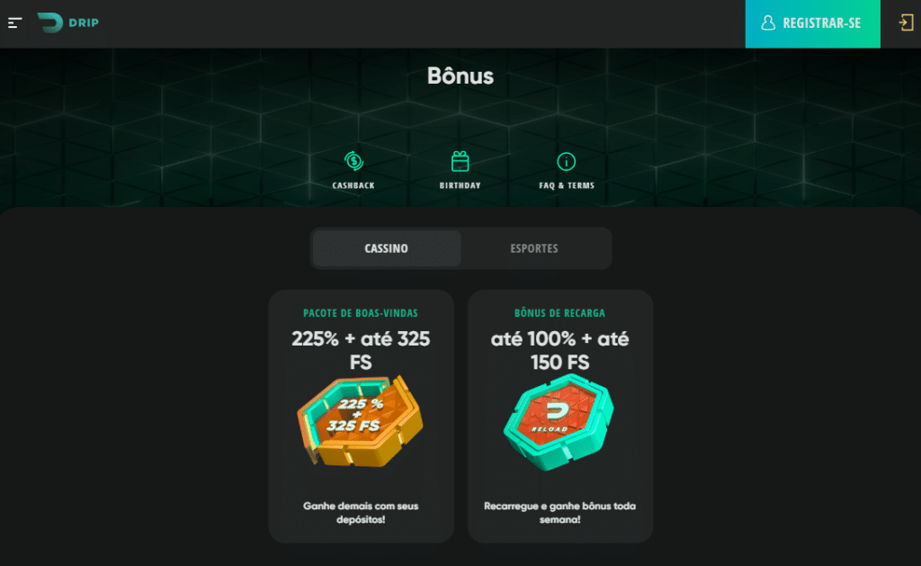 Cadastre e ganhe bonus para jogar